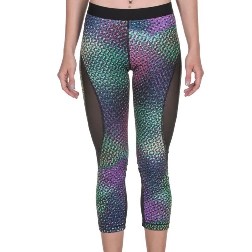 Nike Pro HyperCool Multicolor Pattern Mesh Capri Leggings Size Small